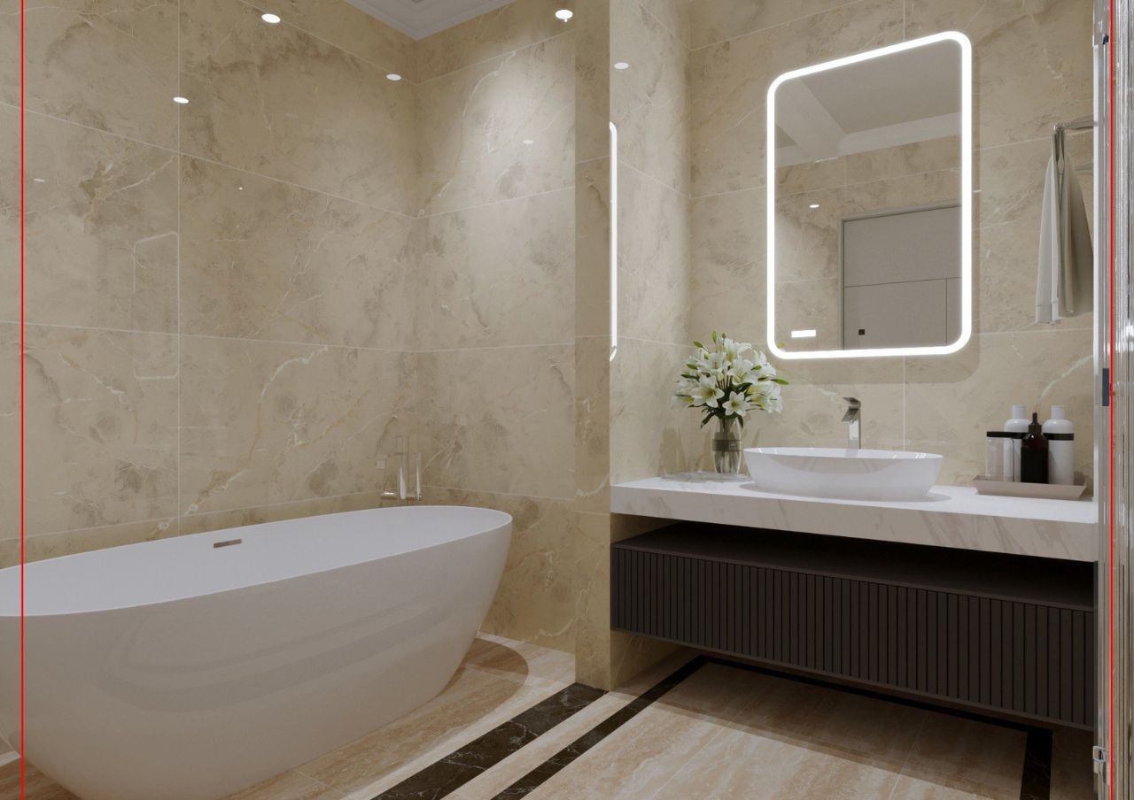 Gạch ốp nhà tắm waida beige
